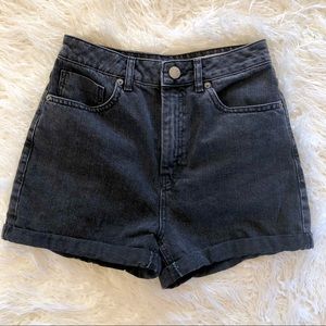 ASOS Black Denim High Waisted Mom Shorts